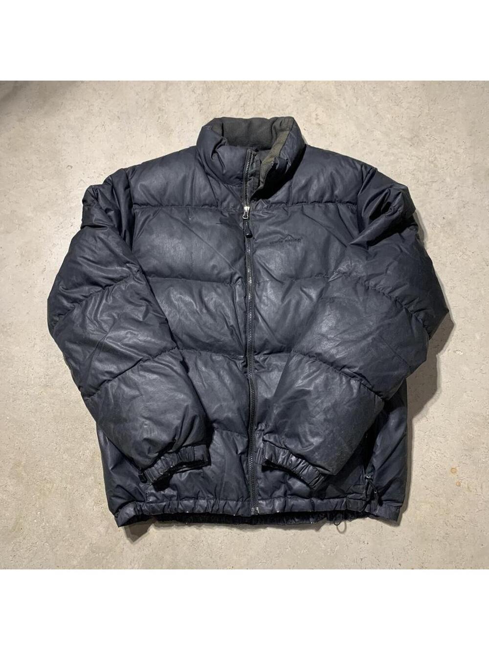 Vintage Y2K Eddie Bauer Goose Down Black Puffer Jacket Mens Size L Tall